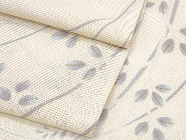 平和屋着物＊夏物　小紋　絽　草葉文　金彩　正絹　逸品　CABG8602th