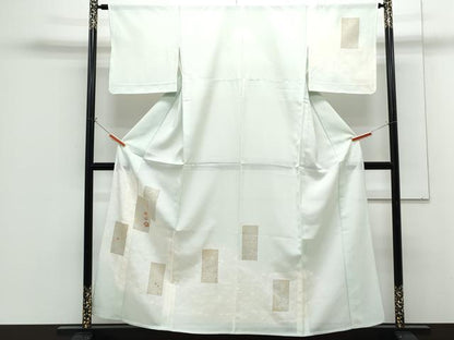 平和屋着物＊夏物　中国三大刺繍　相良刺繍　訪問着　絽　短冊花文　暈し染め　金彩　正絹　逸品　CABG8607th