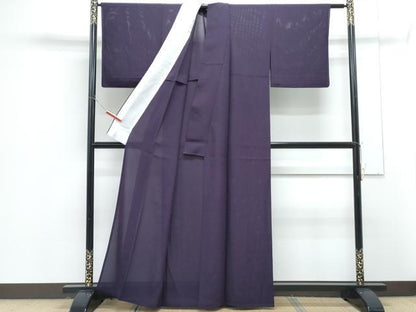 平和屋着物＊夏物　色無地　絽　深紫色　正絹　逸品　CABG8612th