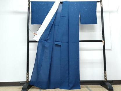 平和屋着物＊夏物　色無地　絽　青藍色　正絹　逸品　CABG8614th