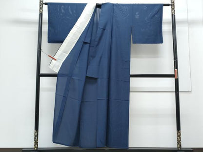 平和屋着物＊夏物　色無地　絽　濃藍色　正絹　逸品　CABG8617th