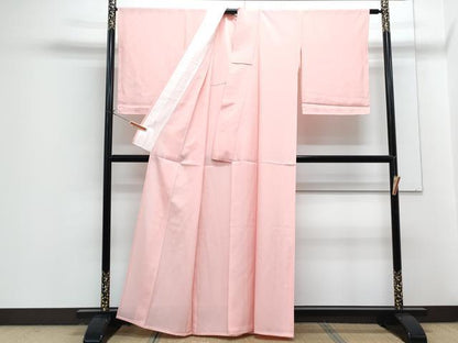 平和屋着物＊夏物　色無地　絽　珊瑚色　正絹　逸品　CABG8624th