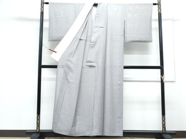 平和屋着物＊夏物　色無地　芝草紋絽　薄鈍色　正絹　逸品　CABG8625th