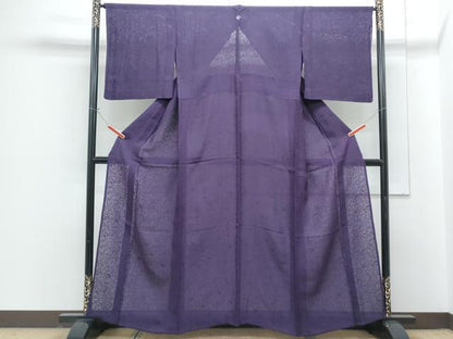 平和屋着物＊夏物　色無地　花唐草紋紗　深紫色　正絹　逸品　CABG8628th