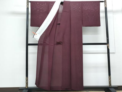 平和屋着物＊夏物　色無地　絽　葡萄色　正絹　逸品　CABG8630th