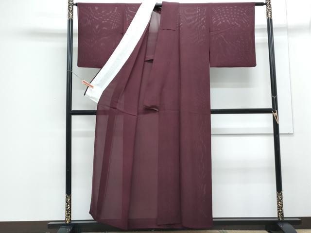 平和屋着物＊夏物　色無地　絽　葡萄色　正絹　逸品　CABG8630th