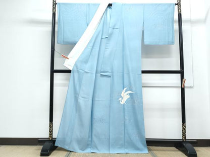 平和屋着物＊夏物　訪問着　絽　白鷺　籬流水文　正絹　逸品　CABG8631th