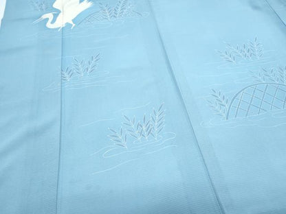 平和屋着物＊夏物　訪問着　絽　白鷺　籬流水文　正絹　逸品　CABG8631th