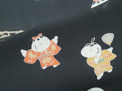 平和屋着物＊夏物　訪問着　絽　唐子　黒地　正絹　逸品　CABG8634th
