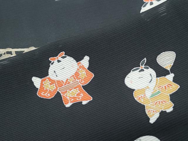 平和屋着物＊夏物　訪問着　絽　唐子　黒地　正絹　逸品　CABG8634th