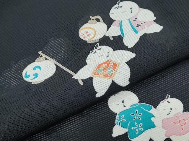 平和屋着物＊夏物　訪問着　絽　唐子　黒地　正絹　逸品　CABG8634th