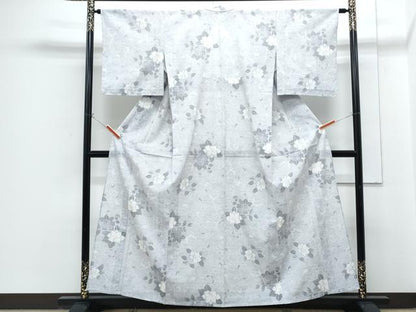 平和屋着物＊夏物　絽紬　草花文　正絹　逸品　CABG8643th