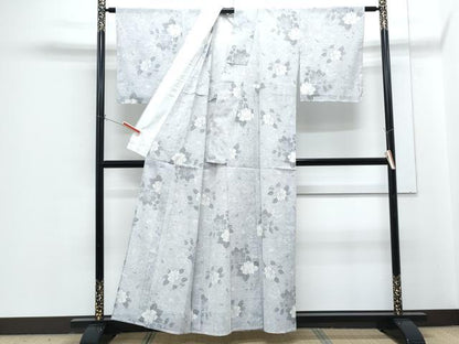 平和屋着物＊夏物　絽紬　草花文　正絹　逸品　CABG8643th
