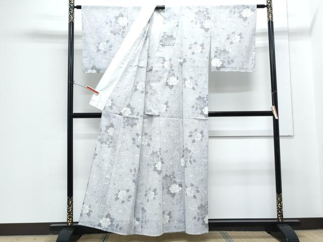 平和屋着物＊夏物　絽紬　草花文　正絹　逸品　CABG8643th