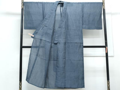 平和屋着物＊夏物　男性　小千谷ちぢみ　薄縹色　麻　証紙付き　逸品　CABG8647th