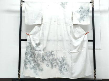 平和屋着物＊夏物　訪問着　絽　枝葉文　暈し染め　金彩　正絹　逸品　CABG8648th