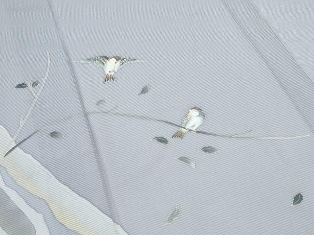 平和屋着物＊夏物　訪問着　絽　休み鳥　正絹　逸品　CABG8649th