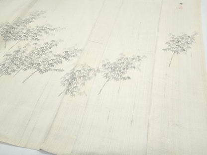 平和屋着物＊東京手描友禅 安達雅一 夏物 訪問着 生紬地 笹竹文 正絹 逸品 CABG8658th