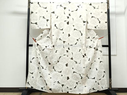 平和屋着物＊夏物　小紋　絽　花尽し　正絹　逸品　CABG8660th
