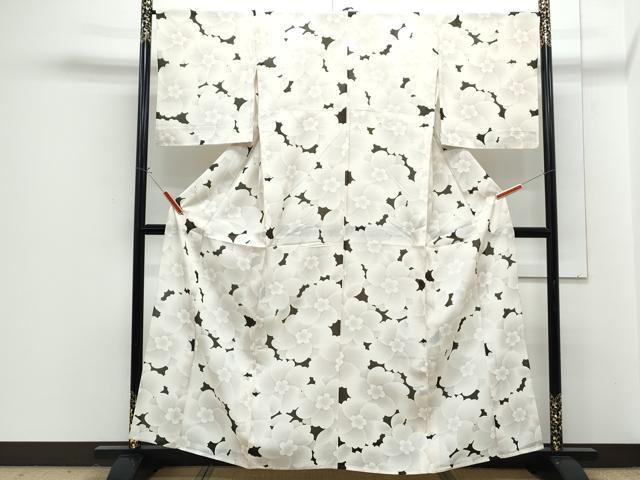 平和屋着物＊夏物　小紋　絽　花尽し　正絹　逸品　CABG8660th