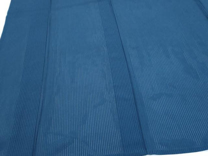 平和屋着物＊夏物　色無地　縦絽　青藍色　正絹　逸品　CABG8661th