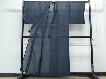 平和屋着物＊夏物　男性　小千谷ちぢみ　褐返色　麻　逸品　CABG8662th