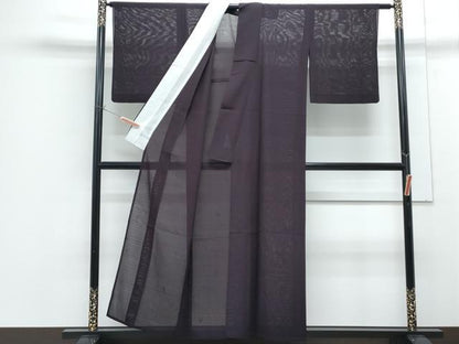 平和屋着物＊夏物　色無地　飛鳥紋絽　似せ紫色　正絹　逸品　CABG8668th