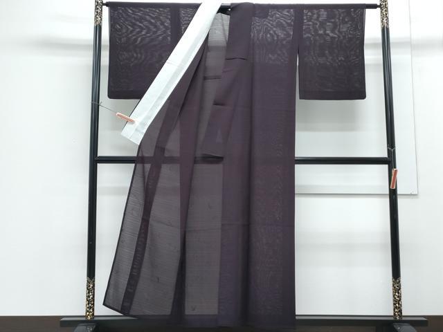 平和屋着物＊夏物　色無地　飛鳥紋絽　似せ紫色　正絹　逸品　CABG8668th
