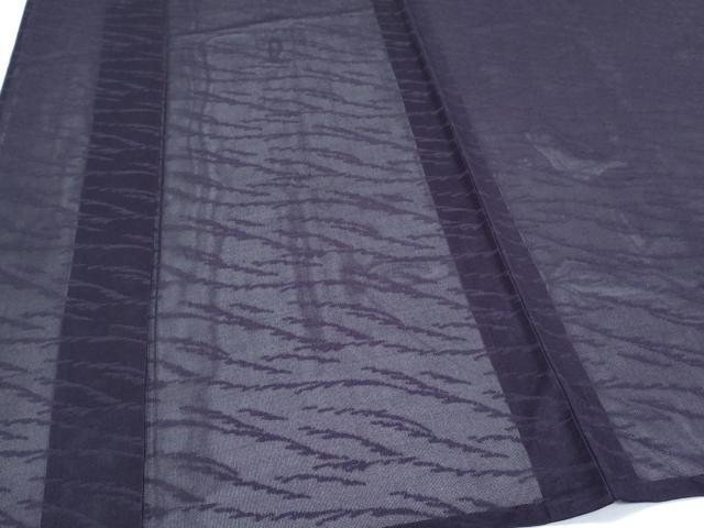 平和屋着物＊夏物　色無地　草葉紋紗　深紫色　正絹　逸品　CABG8670th