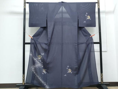 平和屋着物＊夏物　訪問着　絽　雪輪花文　金銀彩　正絹　逸品　CABG8671th