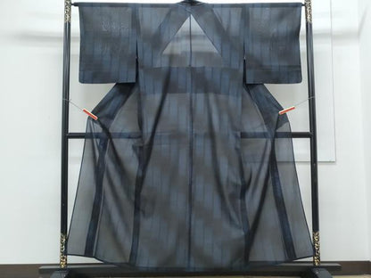 平和屋着物＊夏物　本場大島紬　夏大島　紗　格子文　正絹　逸品　未使用　CABG8675th