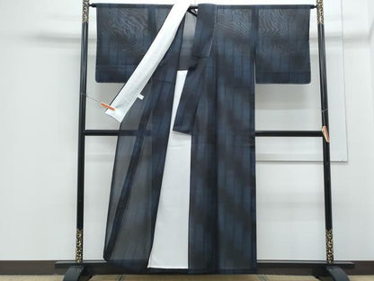 平和屋着物＊夏物　本場大島紬　夏大島　紗　格子文　正絹　逸品　未使用　CABG8675th
