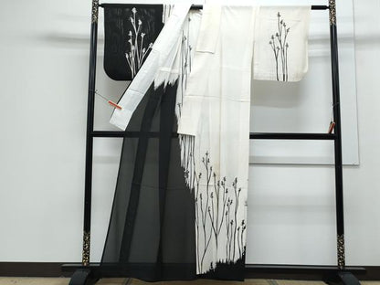 平和屋着物＊夏物　訪問着　絽　樹林シルエット　正絹　逸品　CABG8677th