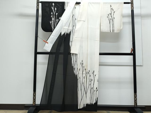 平和屋着物＊夏物　訪問着　絽　樹林シルエット　正絹　逸品　CABG8677th