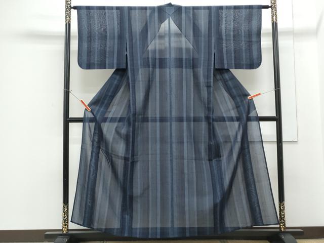 平和屋着物＊夏物　紗紬　間道　正絹　逸品　CABG8679th