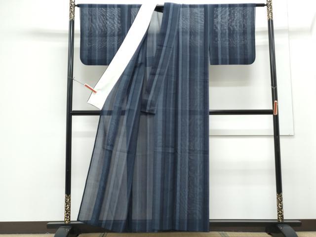 平和屋着物＊夏物　紗紬　間道　正絹　逸品　CABG8679th