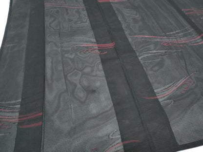 平和屋着物＊夏物　小紋　絽　立波文　黒地　正絹　逸品　CABG8680th