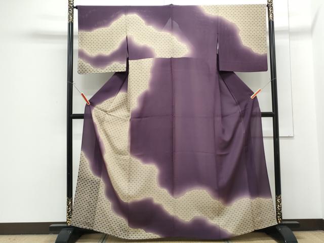 平和屋着物＊夏物　訪問着　縦絽　道長市松吉祥文　正絹　逸品　CABG8681th