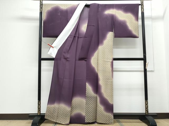 平和屋着物＊夏物　訪問着　縦絽　道長市松吉祥文　正絹　逸品　CABG8681th