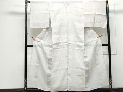 平和屋着物＊夏物 小千谷ちぢみ 縞 反端付き 正絹 逸品 CABG8685th