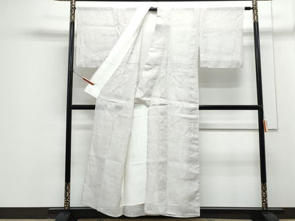 平和屋着物＊夏物 小千谷ちぢみ 縞 反端付き 正絹 逸品 CABG8685th