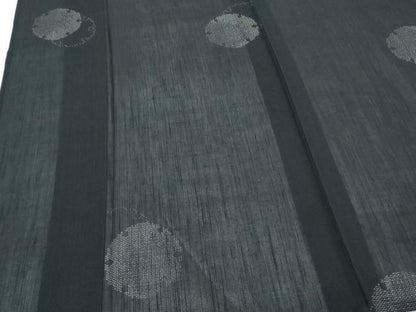 平和屋着物＊夏物　結城紬　夏結城　100亀甲　飛び亀甲柄　雪輪文　黒地　正絹　逸品　CABG8686th