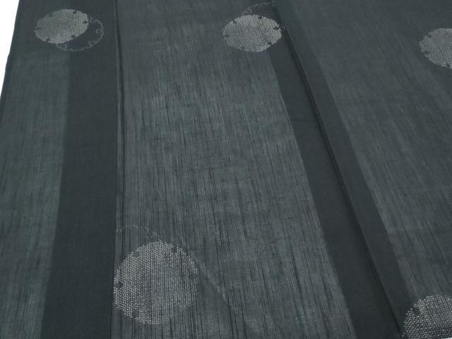 平和屋着物＊夏物　結城紬　夏結城　100亀甲　飛び亀甲柄　雪輪文　黒地　正絹　逸品　CABG8686th