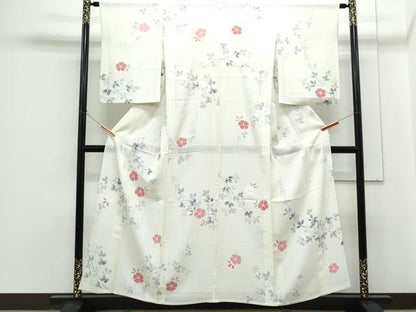 平和屋着物＊夏物　小紋　絽　草花文　正絹　逸品　CABG8687th