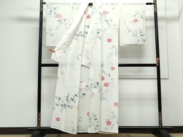 平和屋着物＊夏物　小紋　絽　草花文　正絹　逸品　CABG8687th