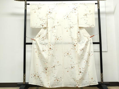 平和屋着物＊夏物　小紋　絽　宝尽くし文　金彩　正絹　逸品　CABG8691th