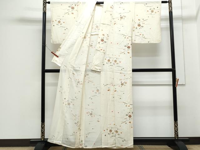 平和屋着物＊夏物　小紋　絽　宝尽くし文　金彩　正絹　逸品　CABG8691th