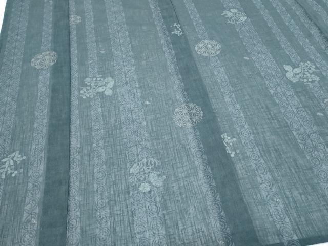平和屋着物＊夏物　小紋　紗　吉祥草葉間道　洗える着物　CABG8693th