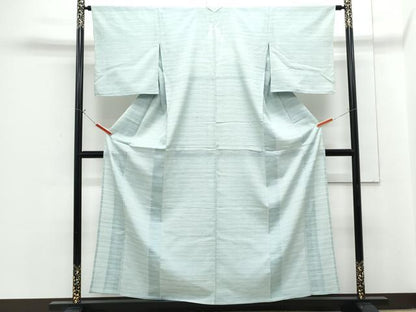 平和屋着物＊夏物　紗紬　藍　霞文　正絹　逸品　CABG8694th