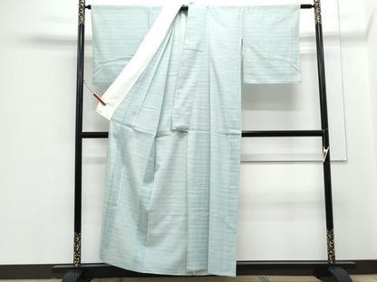 平和屋着物＊夏物　紗紬　藍　霞文　正絹　逸品　CABG8694th